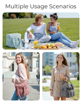 Double-Layer Insulated Lunch Bag with Quilted Design â 11.8L Cooler Tote for Work, Picnics & Travel (Black) | Other Colors Available In-Store.