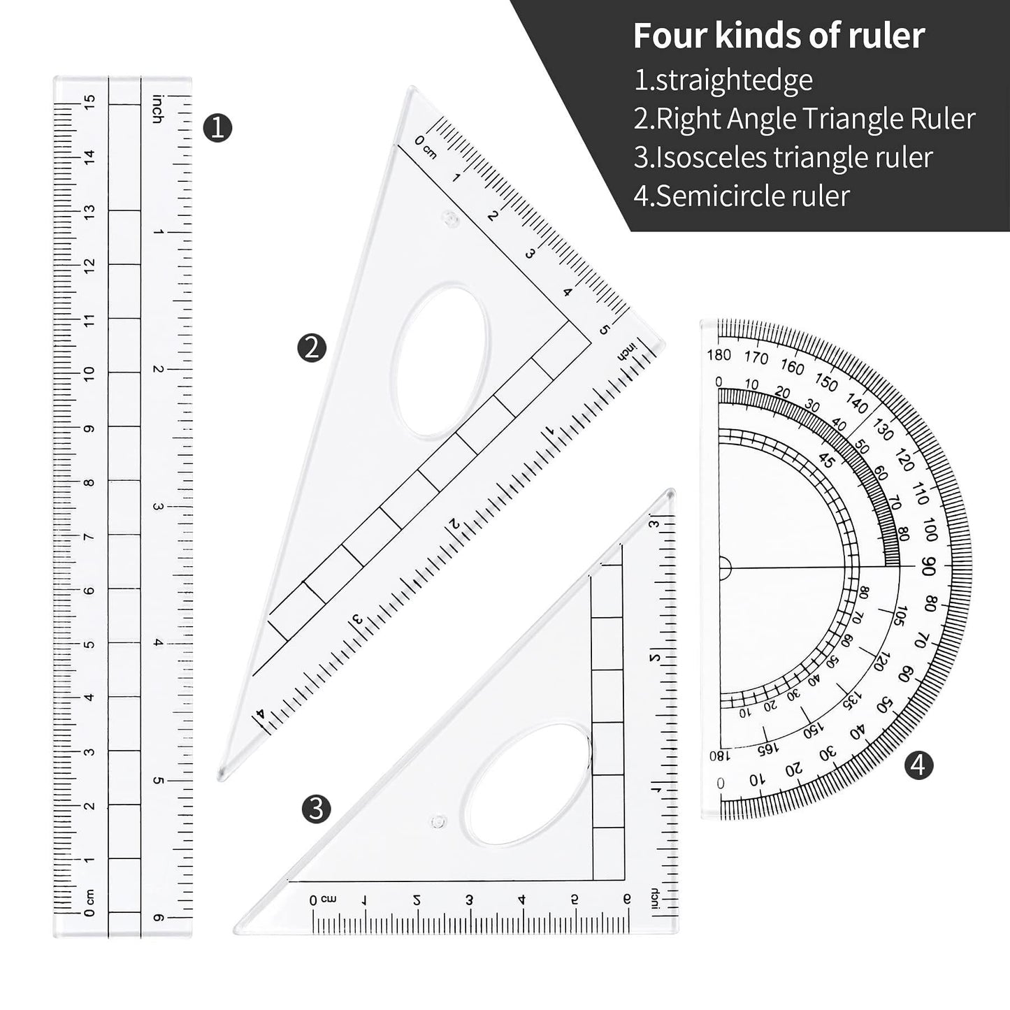 Complete 10-Piece Geometry Kit Set â Precision Drafting Tools with Metal Compasses, Rulers, Protractor & Pencil Sharpener â Ideal for Students, Engineers & Artists (Black).