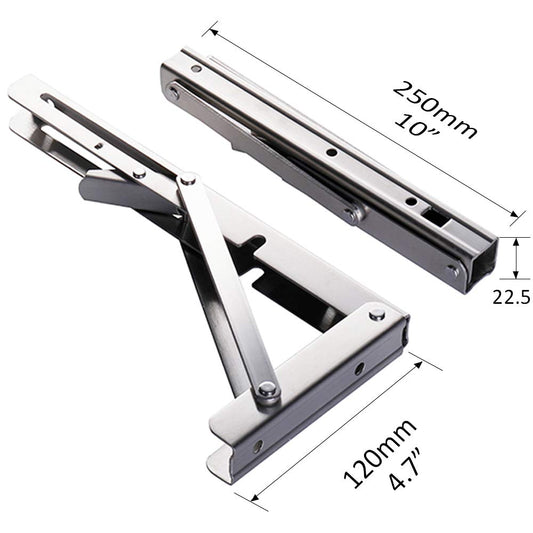 Heavy-Duty Foldable Wall Shelf Brackets – 2-Pack 304 Stainless Steel Triangular Supports with One-Click Release, 550 lb Capacity Each, for Kitchen, Garage, RV & Home; Includes Mounting Hardware (10Inch,Silver)