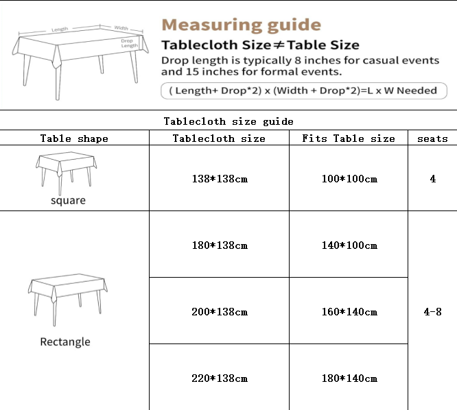 Waterproof Oilproof Washable Heat-Resistant PVC Tablecloth - 5 Patterns & Sizes for Home, Restaurant & Picnic Dining(A,138*138)