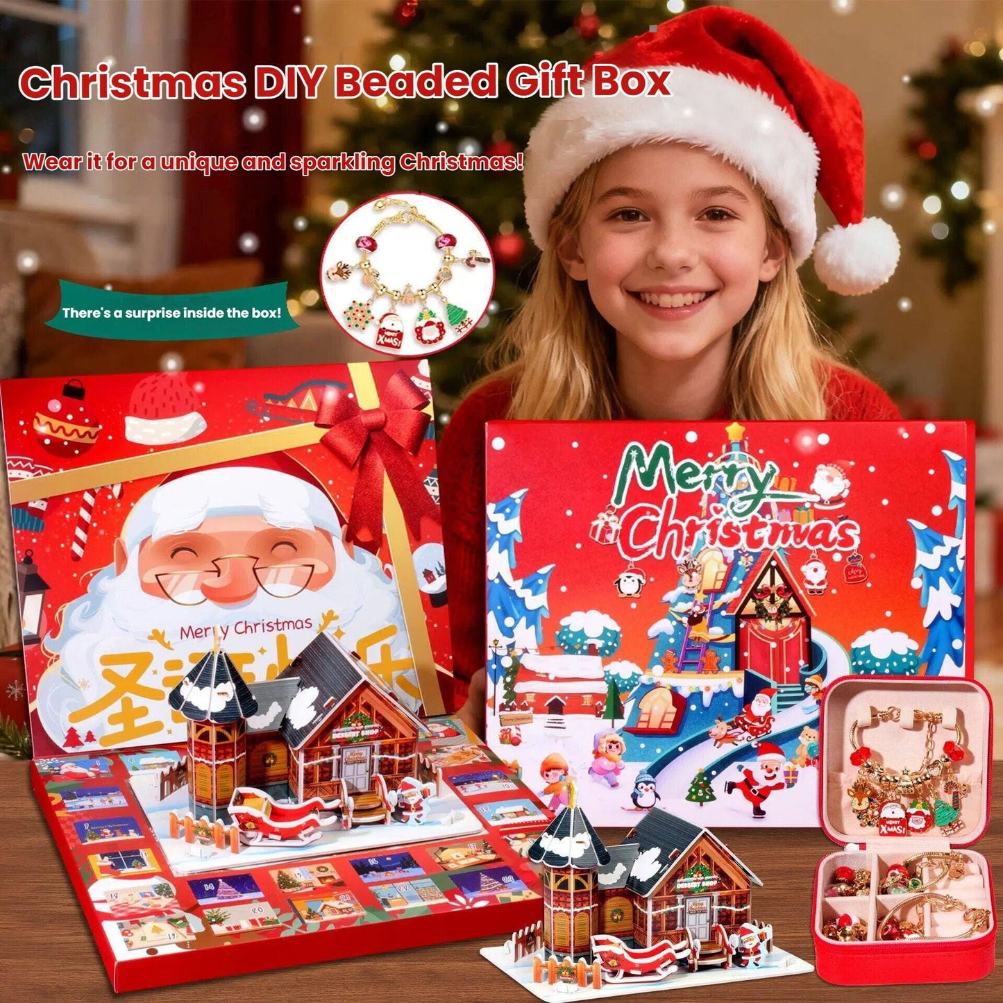 Christmas DIY Jewelry & Craft Advent Calendar(M-25,20*17*1.3cm).