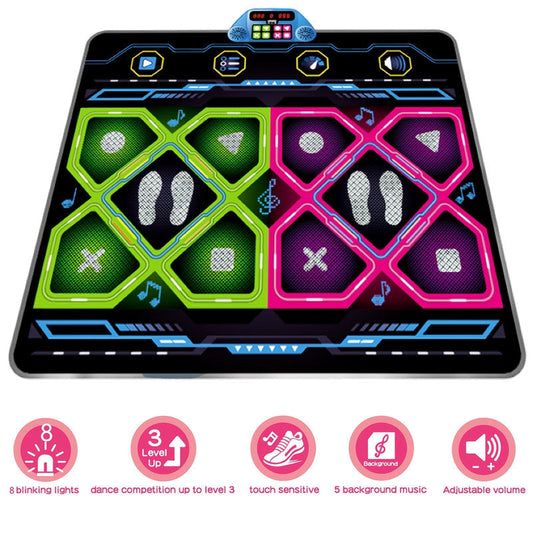 Double Dance Pad LED Rhythm Game Mat.