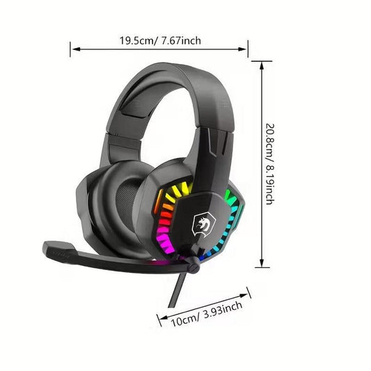 Wired Gaming Headset with RGB Lights and Noise Cancelling Mic.