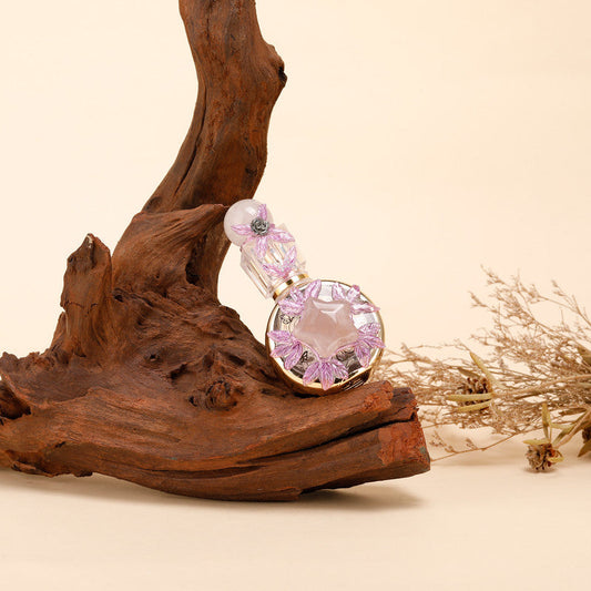 Healing natural crystal perfume bottle(25ml)-Pink crystal star.