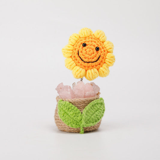 Natural crystal handmade sunflower ornament-rose quartz.