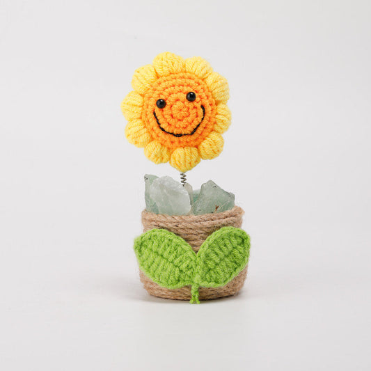 Natural crystal handmade sunflower ornament-Green fluorite.