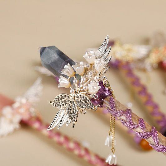 Handmade Crystal Wand, Raw Gemstone Scepter, Natural Magic Wand Green Fluorite.