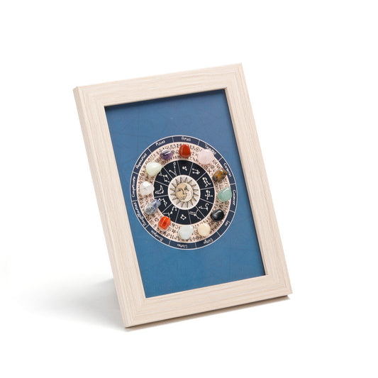 Six crystals Healing Crystal Stone Photo Frame Feng Shui or Hanging Home Wall Decoration, Office Gifts.