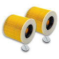 2x Cartridge Filter for Vacuum Cleaner, Compatible with Kärcher WD2 WD3 MV3 MV2 A2004 A2054 A2204 A2656.