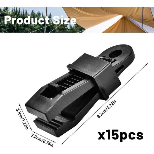 Heavy Duty Tarpaulin Clamps 15 Pieces Black for Tents Boat Covers.