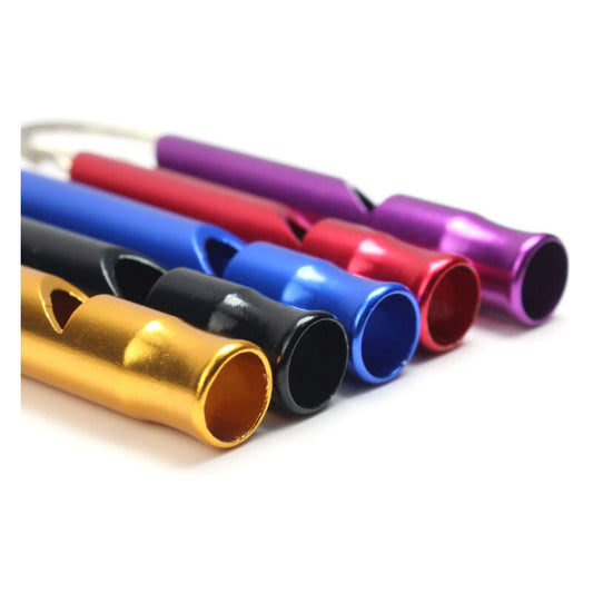5-pack Aluminum First Aid Whistle with Keychain for Sports, Hiking, Camping, Climbing.