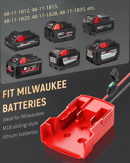 Power Wheel Adapter for Milwaukee M18 Battery, Peg-Perego Milwaukee Battery Adapter with Original Wire Harness Connector, DC Power Adapter Conversion for Peg-Perego Children's Riding Toys.