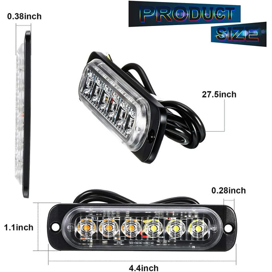 LED Amber Strobe Lights Vehicle Emergency Strobe Lights for Trucks LED Flashing Car Lights Windshield Lights Bars Hazard Shiny Mount Lights with Pads Screws for off Road Car(4 Pieces).