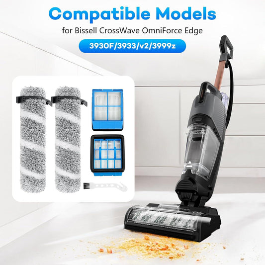 Replacement Roller Brush Filter for Bissell Crosswave OmniForce EDGE 3930F/3933/v2/3999z Multi-Surface Hard Floor Cleaner Wet Dry Vacuum, Brush Roller Replacement Parts.