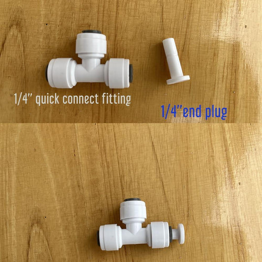 2 Size 1/4'' and 3/8'' Plug End Cap for RO System Reverse Osmosis Water Line Fittings Quick Connect Fitting Prevent Leak (Fits 1/4â and 3/8'' both in 10 Piece), White, ROPF-W101438.