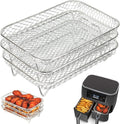 Air Fryer Rack for Ninja Dual Airfryer, 3pcs Stackable Stainless Steel Dehydrator Rack, Rectangle Double Air Fryer Accessories, Ninja Dual Airfryer Accessories.