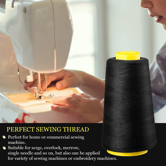 6 Rolls 3000 Yard Each Serger Thread Polyester Cones Spool Thread for Sewing Serger Overlock Quilting Sewing Machine (Black, White, Beige, Grey, Dark Grey, Coffee) Black, White, Beige, Grey,.