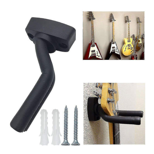Guitar Hanger Wall Mount 5-Pack Black with Screws Compatible with Guitars.