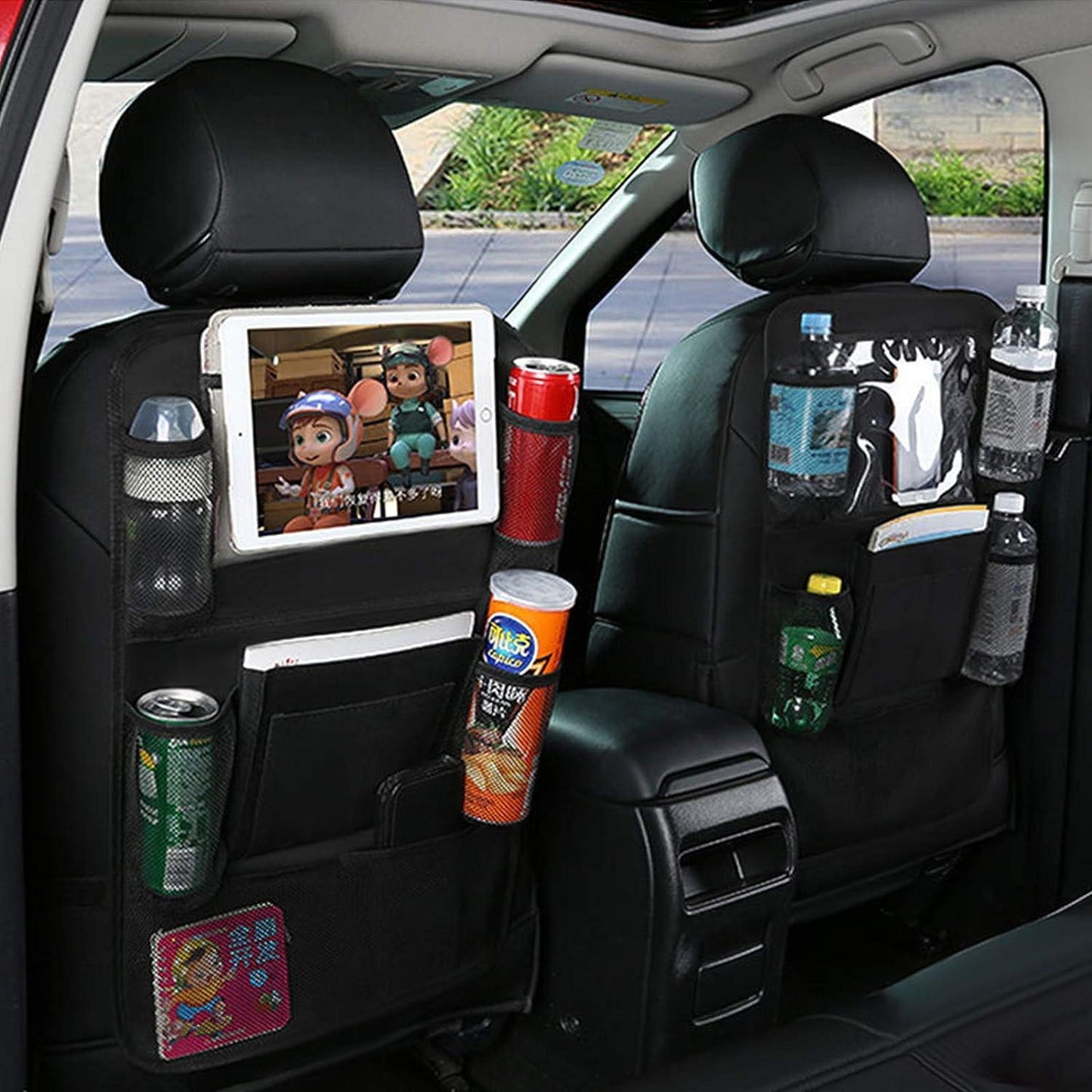 2-PACK Universal car back seat mobile/tablet multiple holders Black Black Black.
