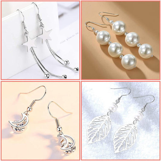 925 Silver Earring Hooks for Jewelry Making, Hypoallergenic Earring Hooks Accessories, 100 Earring Hooks, 150 Ear Plugs, SQBB.