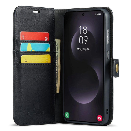 Magnetic Wallet for Compatible with Samsung Galaxy S25 Edge Black Case 2-in-1 with Card Holder.