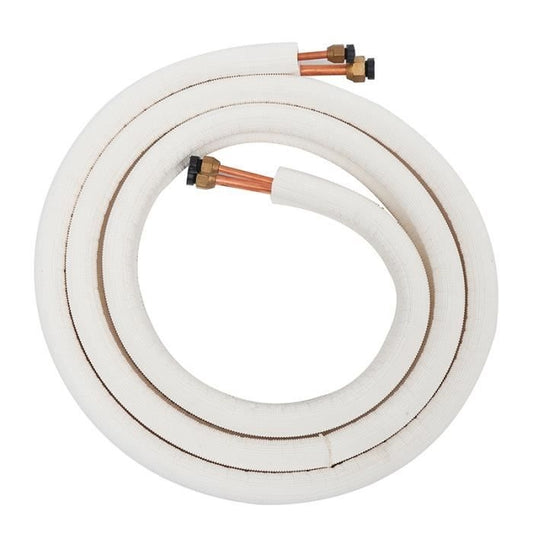 Air Conditioning Pipe 3M White Insulated Copper 1/4+3/8 with Brass Fitting Set Compatible with Tempsa