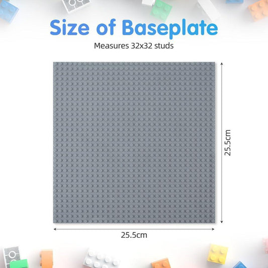 Building Plate, 4 pieces of classic base plates, 25.5 x 25.5 cm, base plate, compatible with all major brands, building toys for children 4 pieces light gray.