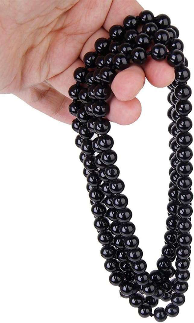 Black Pearl Necklace Extra Long Faux Pearl Chain Multi-Layer Sweater Necklace for Women