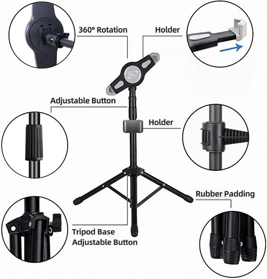 Height Adjustable 360° Rotating iPad Floor Stand Holder Mount.