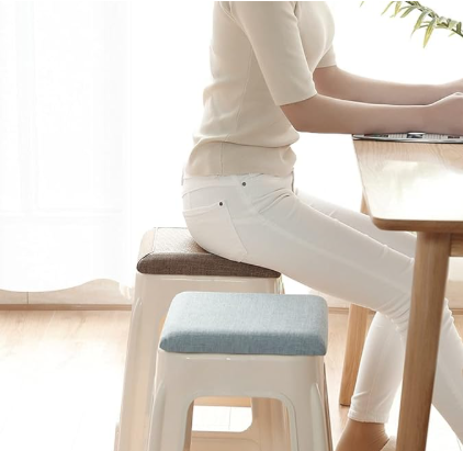 Square bar stool cushion with ties, breathable and non-slip square chair pad, 28*28*3.5 cm memory foam children's stool cushion (crab design).