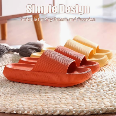 Cloud Slippers for Women and Men, Pillow House Slippers Shower Shoes Indoor Slides Bathroom Sandals, Ultimate Comfort, Lightweight, Thick Sole, Non-Slip, Easy to Clean orange(44-45)