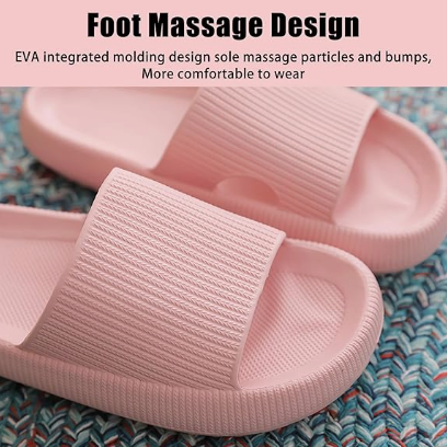 Cloud Slippers for Women and Men, Pillow House Slippers Shower Shoes Indoor Slides Bathroom Sandals, Ultimate Comfort, Lightweight, Thick Sole, Non-Slip, Easy to Clean pink(42-43)