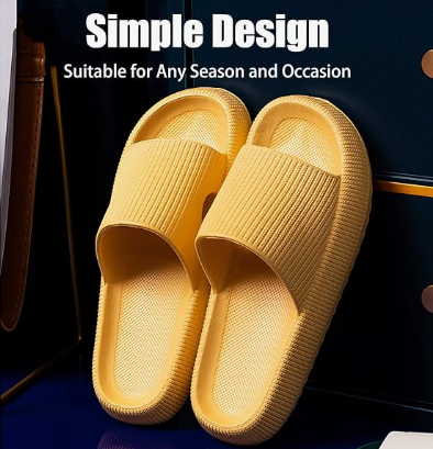 Cloud Slippers for Women and Men, Pillow House Slippers Shower Shoes Indoor Slides Bathroom Sandals, Ultimate Comfort, Lightweight, Thick Sole, Non-Slip, Easy to Clean yellow (36-37)