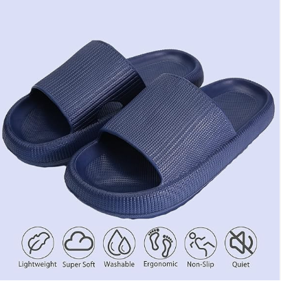 Cloud Slippers for Women and Men, Pillow House Slippers Shower Shoes Indoor Slides Bathroom Sandals, Ultimate Comfort, Lightweight, Thick Sole, Non-Slip, Easy to Clean dark blue(40-41)