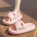 Women’s Slides Cute Bathroom Slippers Non-Slip Cartoon Cat Shaped Indoor Outdoor Summer Slippers(pink,36-37)