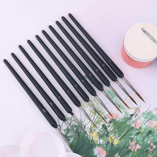 10 pcs Detail Acrylic Paint Brushes - Fine Paint Brush, Figurine Brush, Model Brush, Watercolor Brush, Ideal For Fine