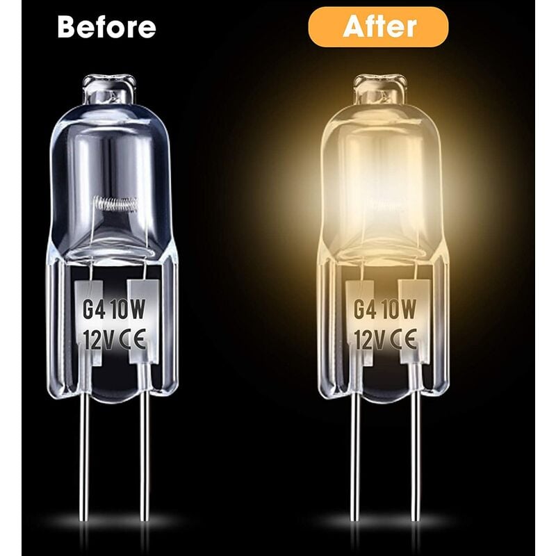 G4 Halogen Bulb, G4 12V 10W Bulb, Warm White 3000K, 150Lm, Dimmable, G4 Halogen Lamp, Clear Capsule Lamp, Pack Of 10