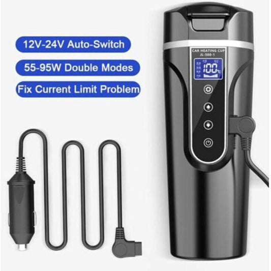 Car Kettle, 12V/24V Car Electric Kettle Heated Water Cup For Car/Truck/Travel, Portable Car Electric Kettle With Lcd.