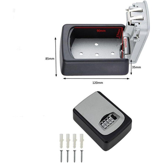 Outdoor Security Key Box, Wall Mounted Key Box With 4 Digit Code, 5 Keys Security Storage Key Holder Box, For Home.