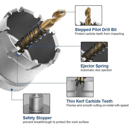 Bi-Metal Hole Saw, 45Mm Industrial Grade Stainless Steel Tct Carbide, High Speed Steel Metal Alloy Hole Saw For Metal,.