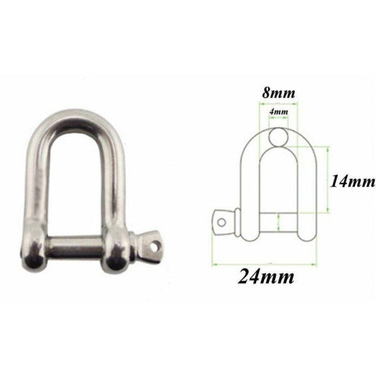 Stainless Steel Shackle 12 pcs M4 Stainless Steel Shackle Lifting Shackle Chain D Ring Shackle Pin Screw Buckle.