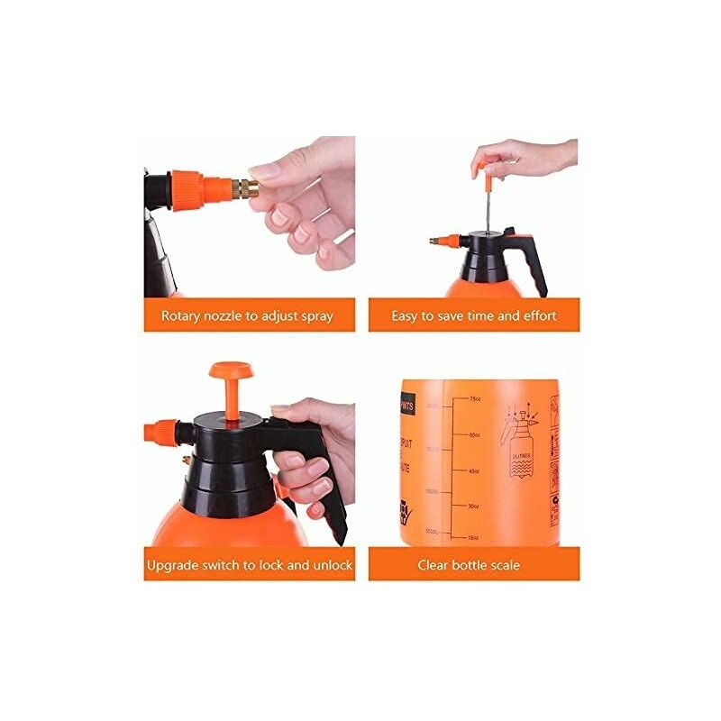 Garden Pump Sprayer 68 Oz/0.5 Gallon Hand Pressure Bottle With Adjustable Brass Nozzle For Watering Flower Lawn,