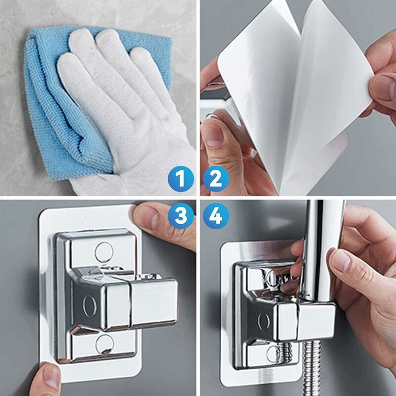 Shower Head Holder, 360° Adjustable Angle Shower Bracket, Solid Abs Shower Holder, No Drilling, Universal Wall Mount,