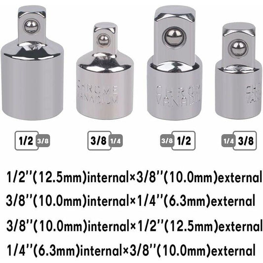 4 pcs Ratchet Adapter Socket Adapter Ratchet 1/2 To 3/8-3/8 To 1/2-1/4 To 3/8-3/8 To 1/4 Socket Reducer For Sockets And.