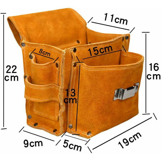 Multifunctional Tool Pouch Belt Tool Bag Thickened Tool Waist Bag Durable Cowhide Hardware Tool Storage.