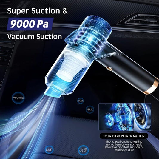 Cordless Handheld Vacuum Cleaner, 9000Pa 120W Mini Powerful 4000Mah Rechargeable, With LED Light Hepa Filter Usb Table