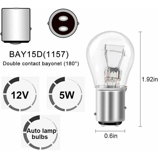10 pcs S25 P21/5W Bay15D 1157 Bulb 12V 21W Original Tail Brake Light Bulb - Warm White.