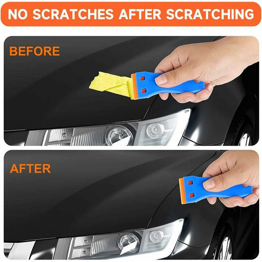 3 Pieces Plastic Scraper With 50 Pieces Plastic Blades Scrapers Ceramic Hob Glass Plate Scraper For Removing Glue.