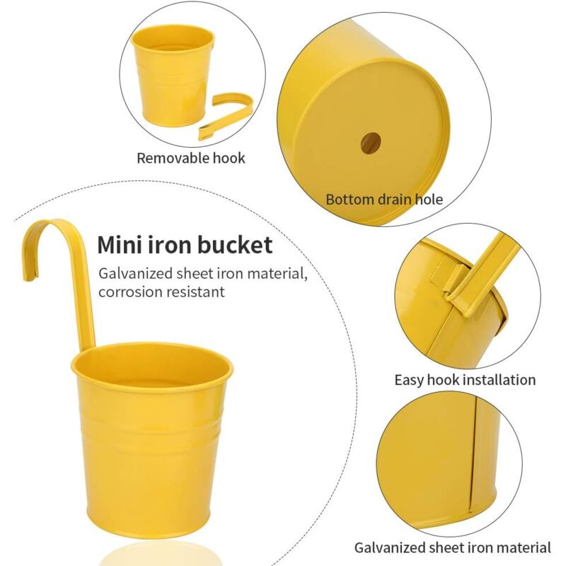 Metal Hanging Flower Pot, Outdoor Flower Pot With Drainage Hole Perfect For Garden, Balcony, Fence, Patio, Decoration 4