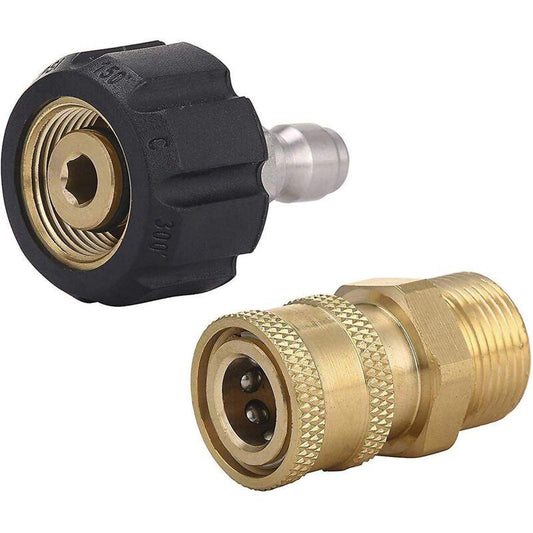 Pressure Washer Adapter Set M22 To 1/4 Inch Quick Connect Kit, M22 14Mm To 1/4 Inch Quick Connect Kit.
